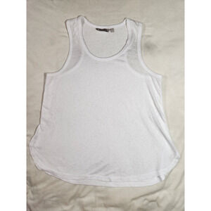 Sz LT Athleta Tank Top White Flowy Side Slits Womens Size Large